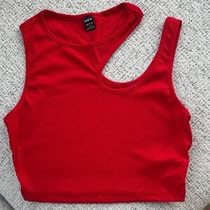 SHEIN Bold Red Cutout Crop Top